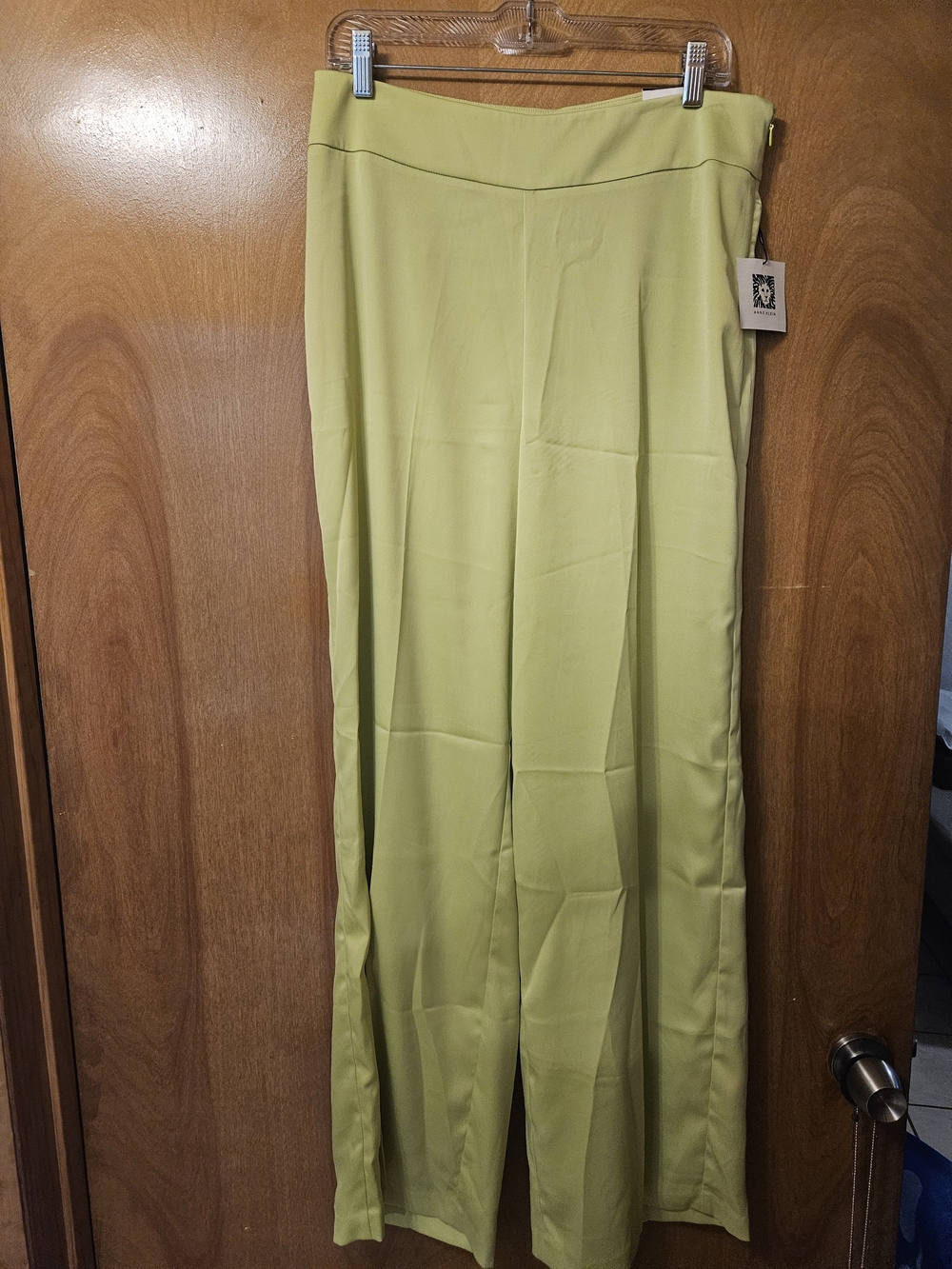 Anne Klein Pale Lime Wide Leg Trousers